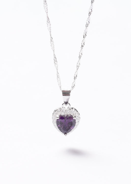 Cadena collar Promesa corazón violeta Plata 925 & Zirconia