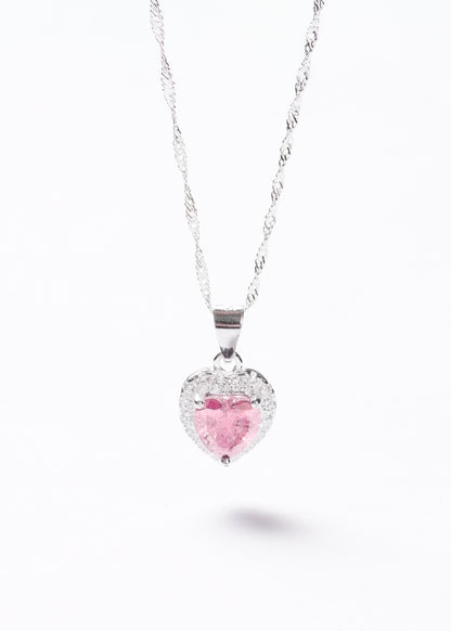 Cadena collar Promesa corazón rosa Plata 925 & Zirconia