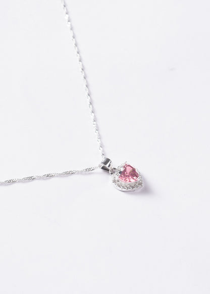 Cadena collar Promesa corazón rosa Plata 925 & Zirconia