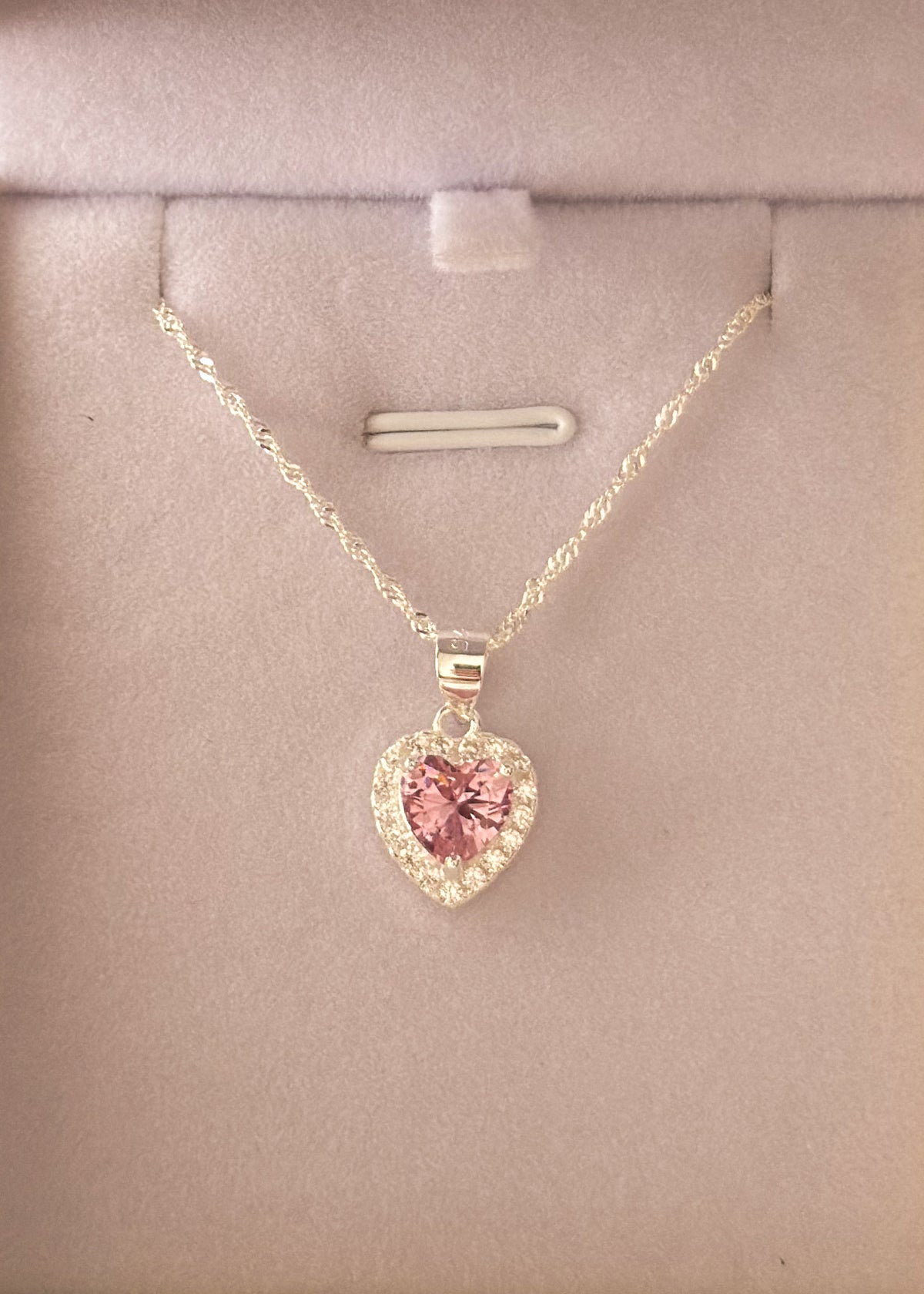 Cadena collar Promesa corazón rosa Plata 925 & Zirconia
