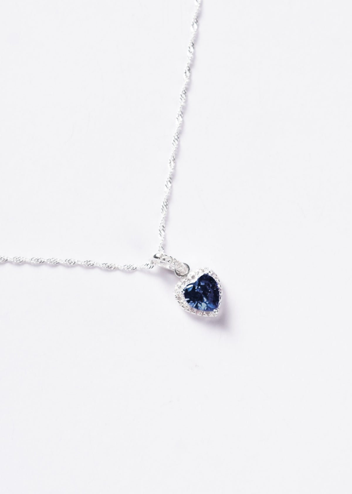 Collar promesa singapur corazón azul Plata 925 & Zirconias