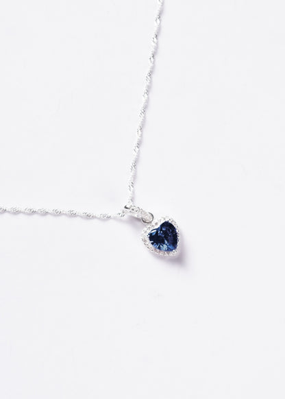 Collar promesa singapur corazón azul Plata 925 & Zirconias