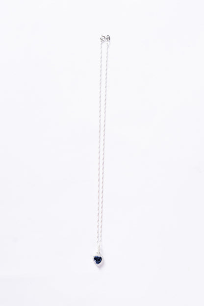 Collar promesa singapur corazón azul Plata 925 & Zirconias