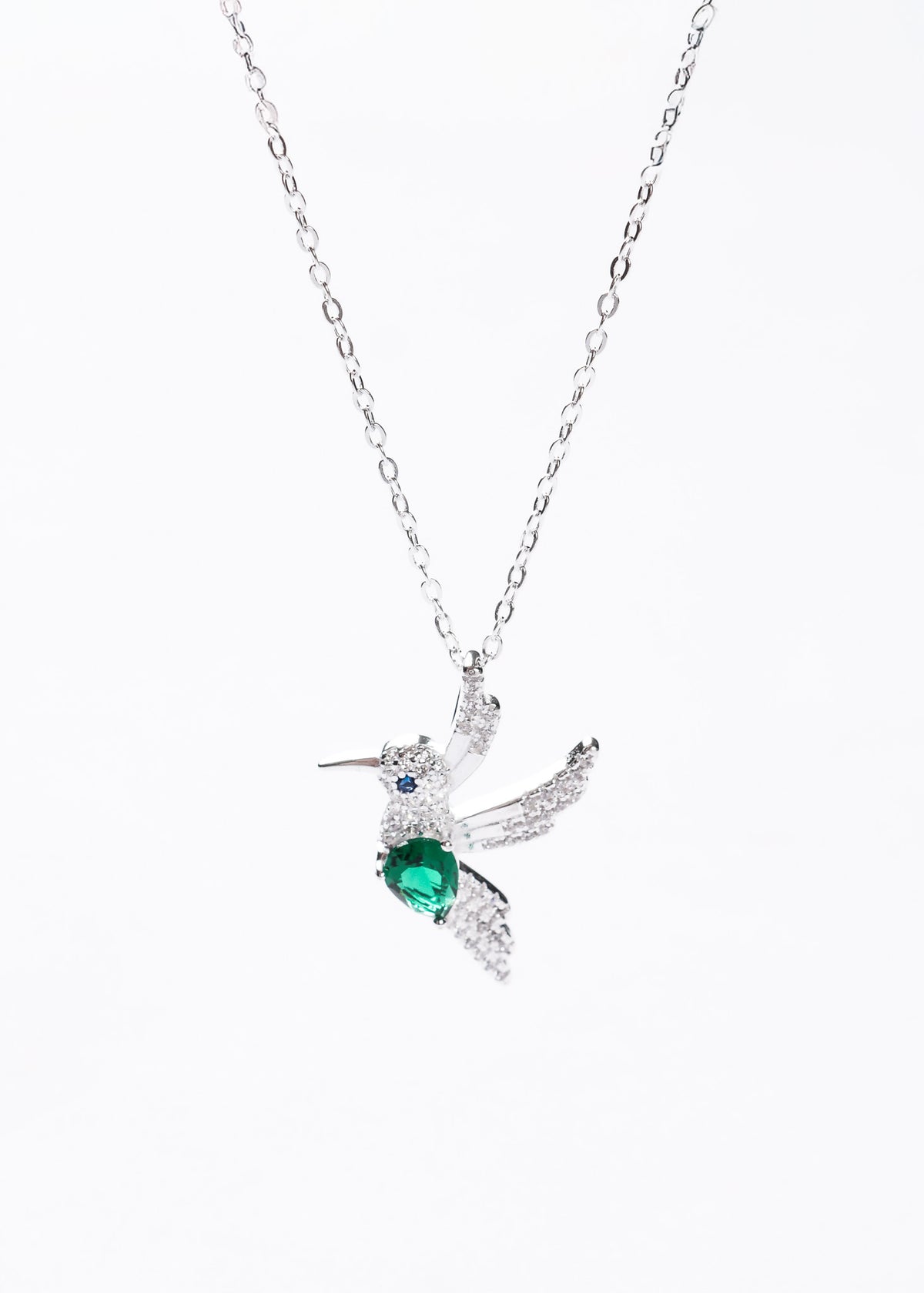 Cadena collar colibrí zirconia verde Plata 925