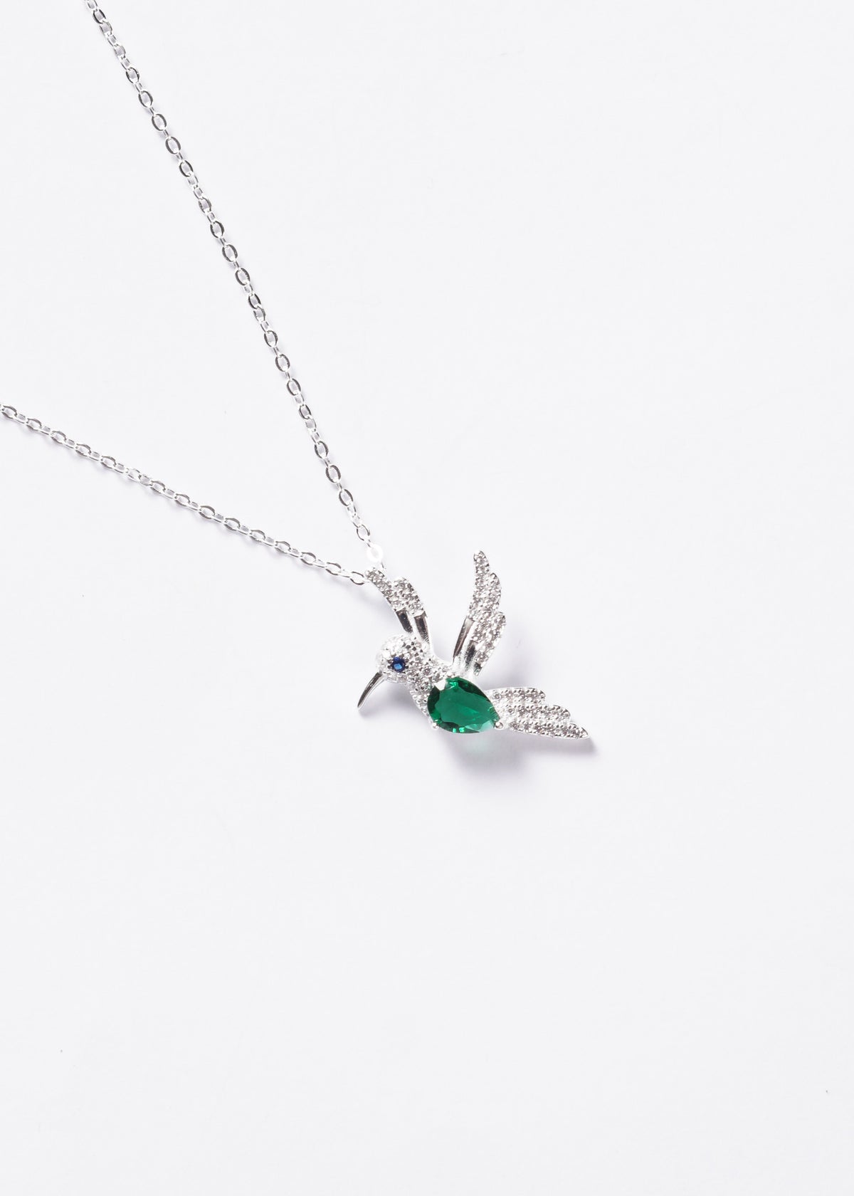 Cadena collar colibrí zirconia verde Plata 925