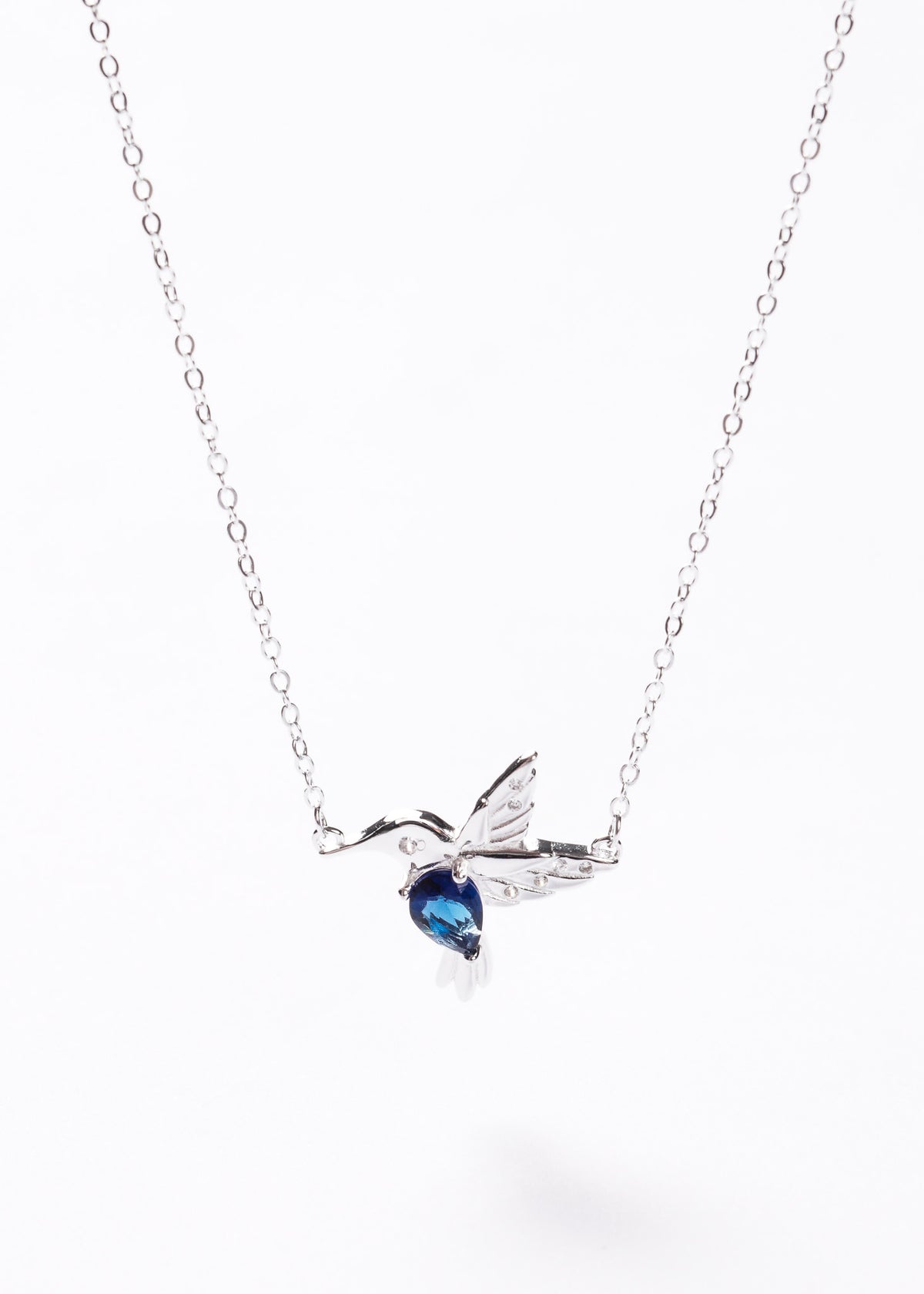 Cadena collar colibrí zirconia azul Plata 925