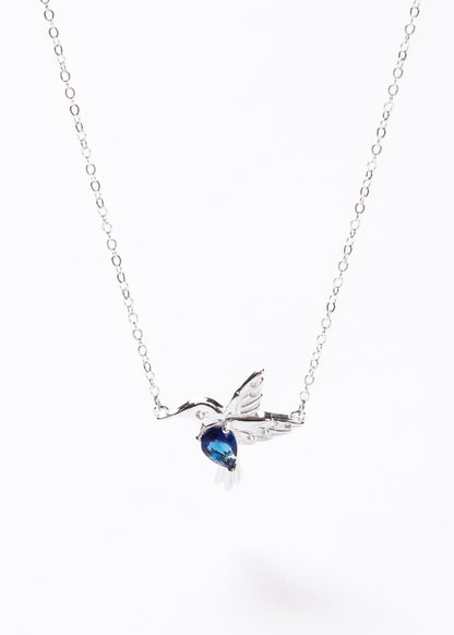 Cadena collar colibrí zirconia azul Plata 925