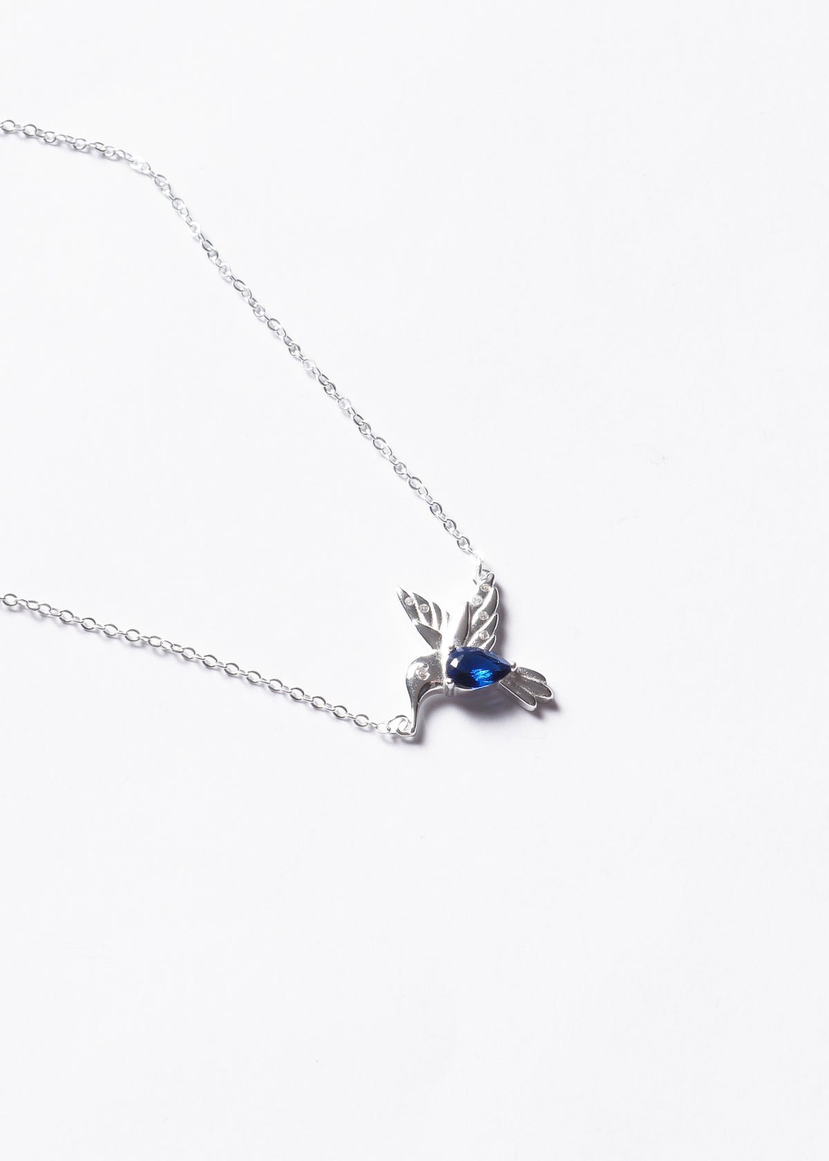 Cadena collar colibrí zirconia azul Plata 925