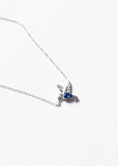 Cadena collar colibrí zirconia azul Plata 925