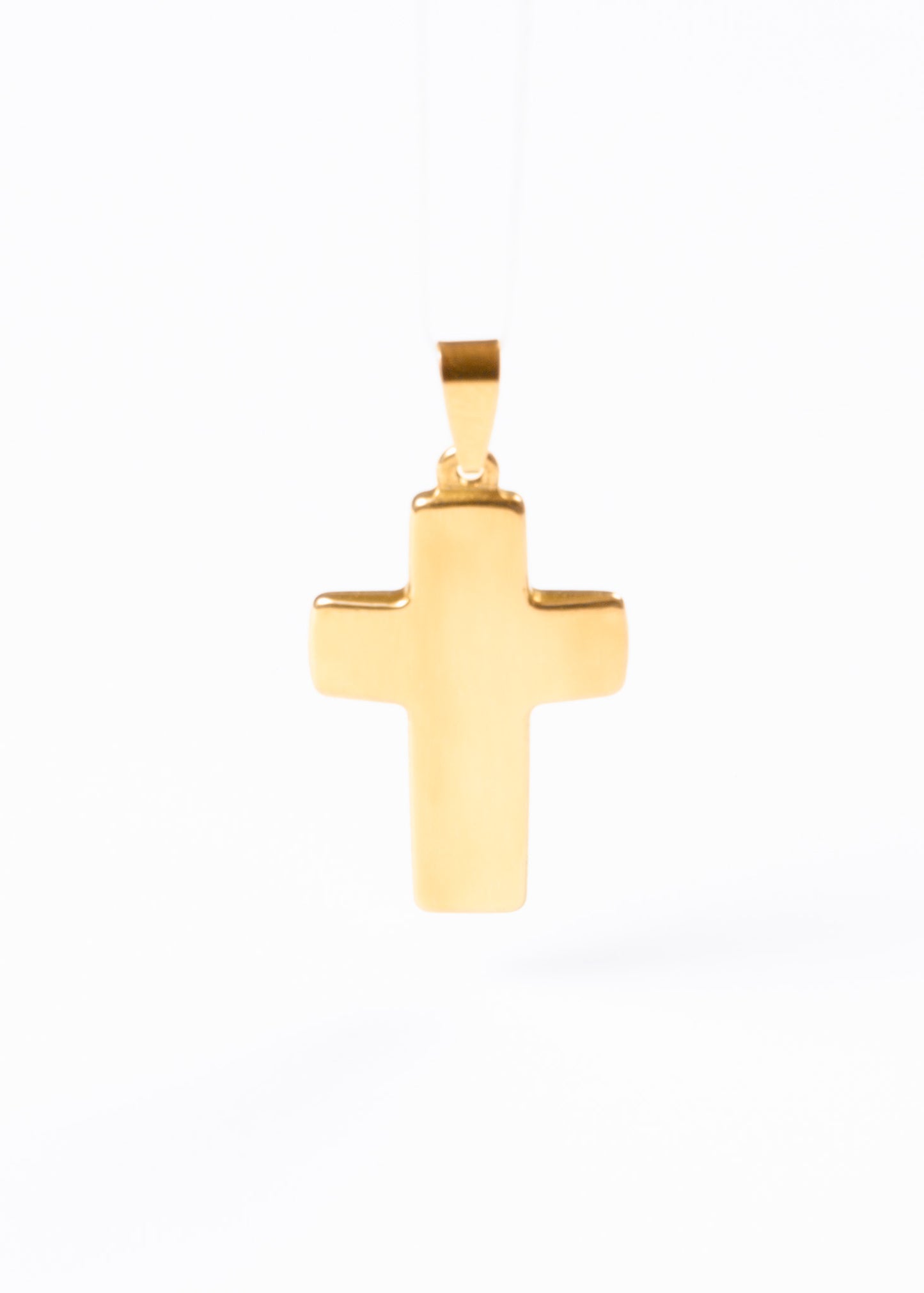 Dije cruz bombé 3.5x2.3cm acero quirúrgico dorado - Grande