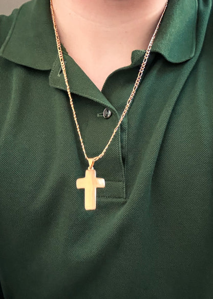 Dije cruz bombé 3.5x2.3cm acero quirúrgico dorado - Grande