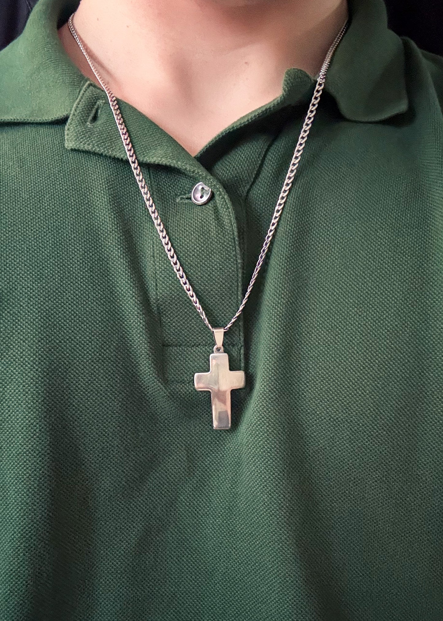 Dije cruz bombé 3.5x2.3cm acero quirúrgico - Grande