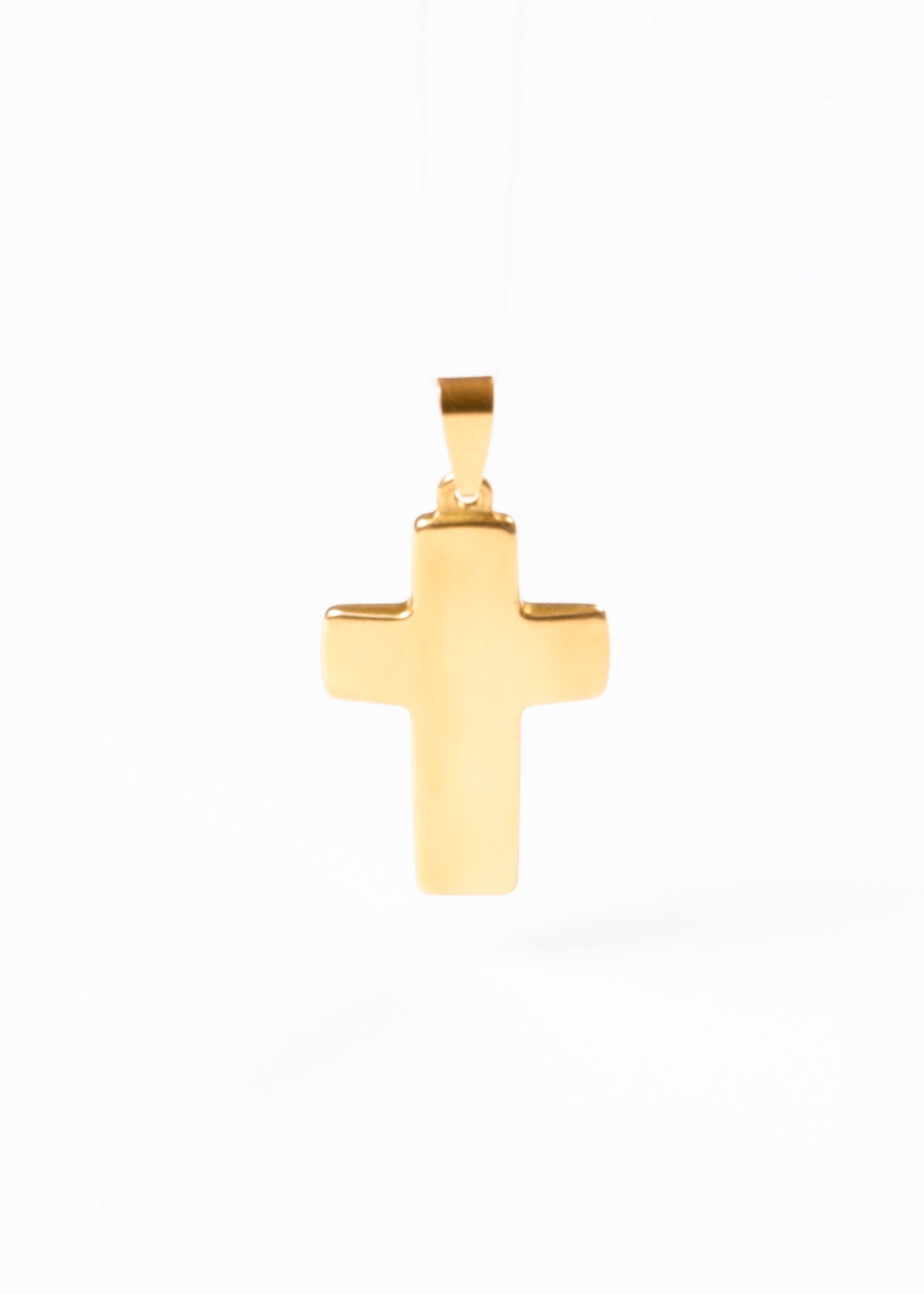 Dije cruz bombé 3x2cm acero quirúrgico dorado - Mediano