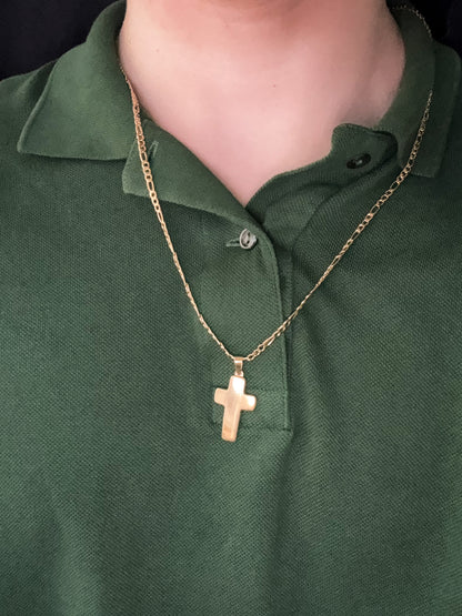 Dije cruz bombé 3x2cm acero quirúrgico dorado - Mediano