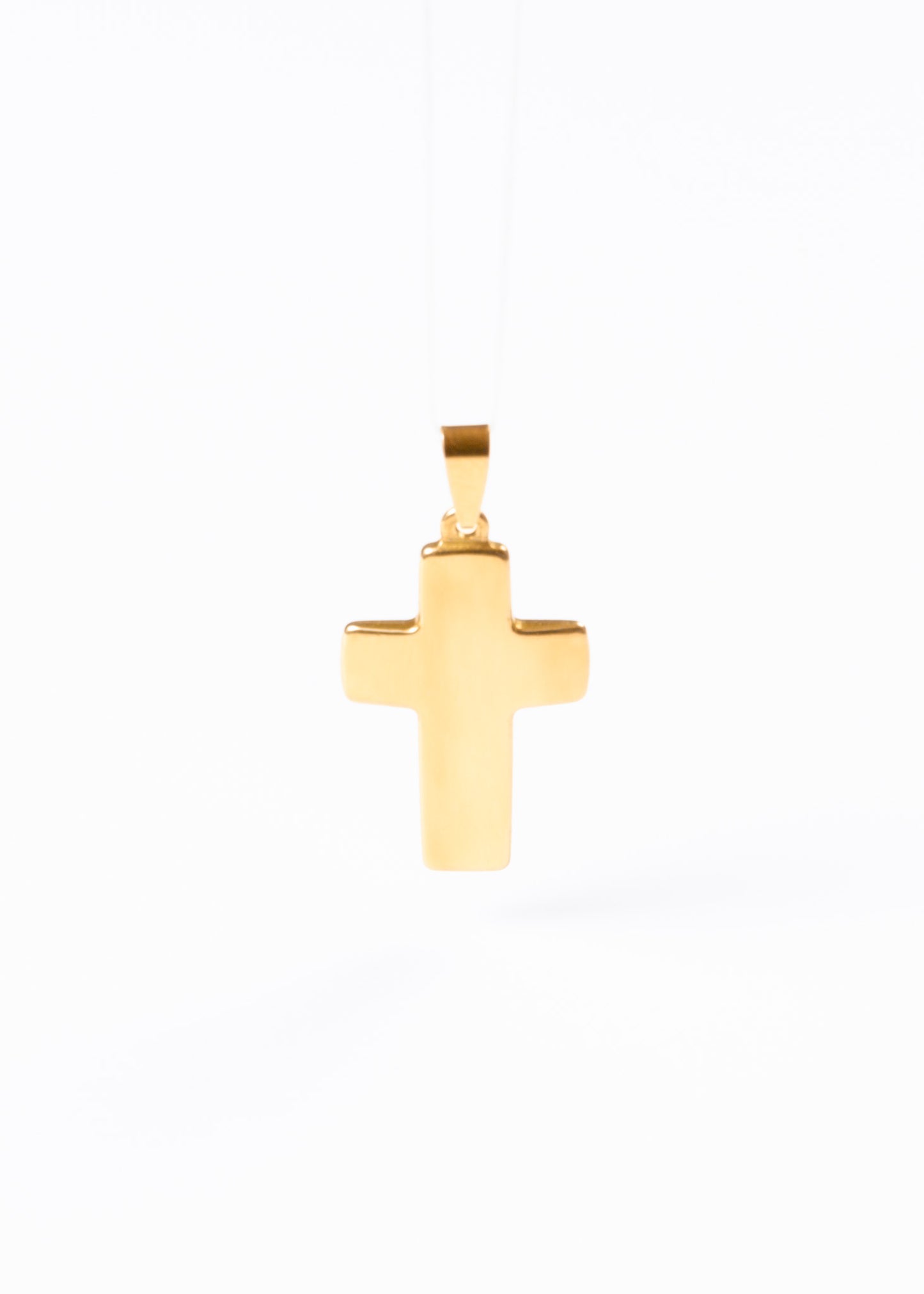 Dije cruz bombé 2.5x1.5cm acero quirúrgico dorado - Chico