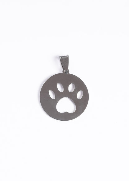 Dije huella de perro con inicial grabada - Acero quirúrgico
