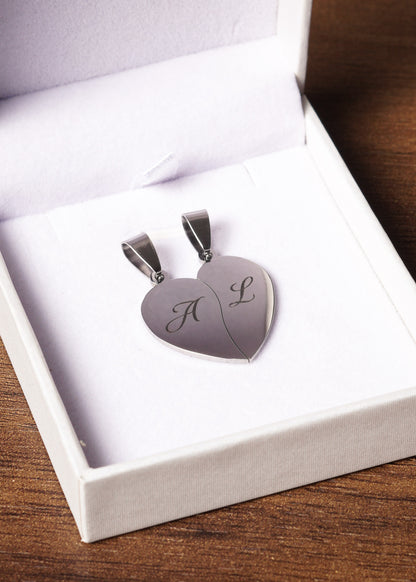 Dije corazón para compartir parejas x2 acero quirúrgico