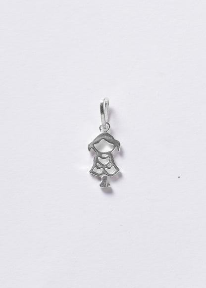 Dije mini Niña liso 14mm plata 925