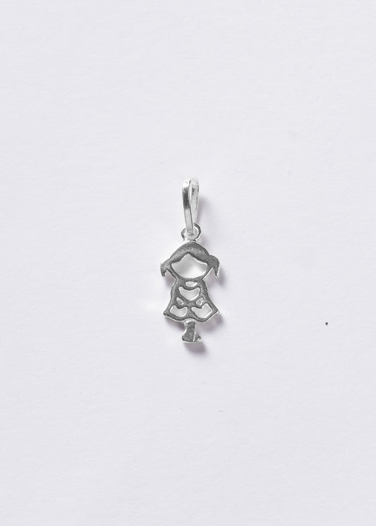 Dije mini Niña liso 14mm plata 925