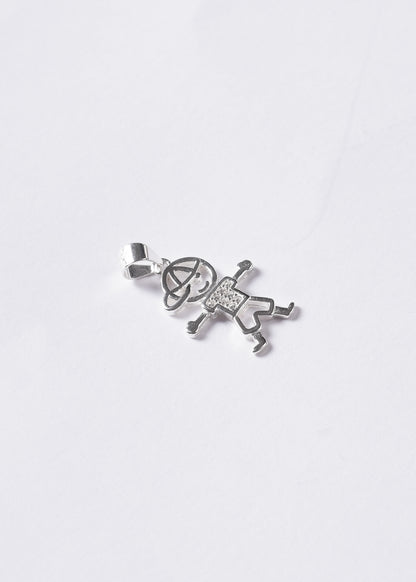 Dije Niño brazos abiertos con zirconias 20mm plata 925