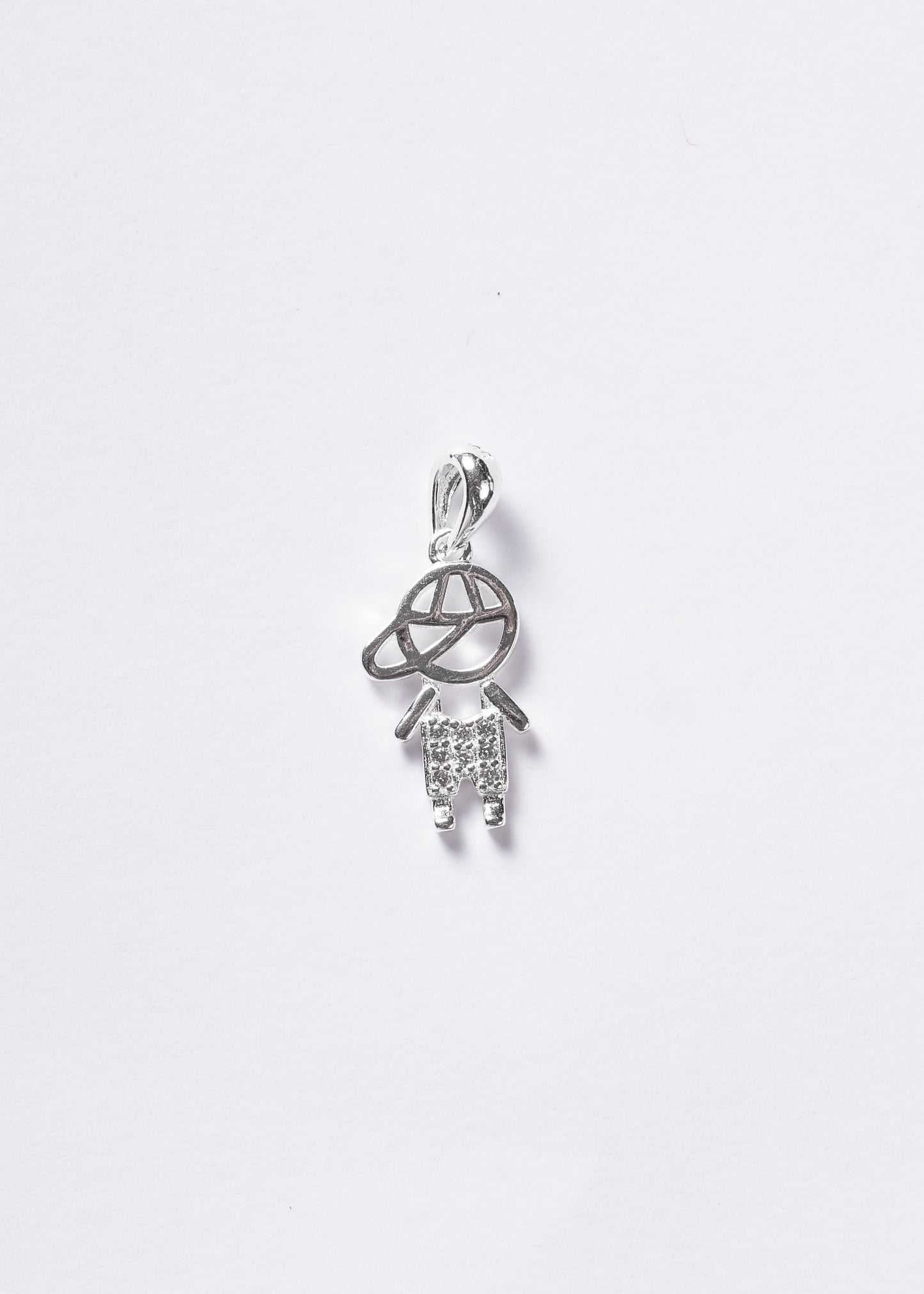 Dije Niño gorra con zirconias 20mm plata 925