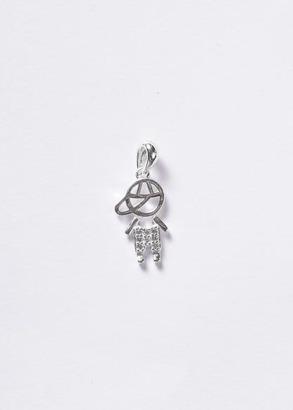 Dije Niño gorra con zirconias 20mm plata 925
