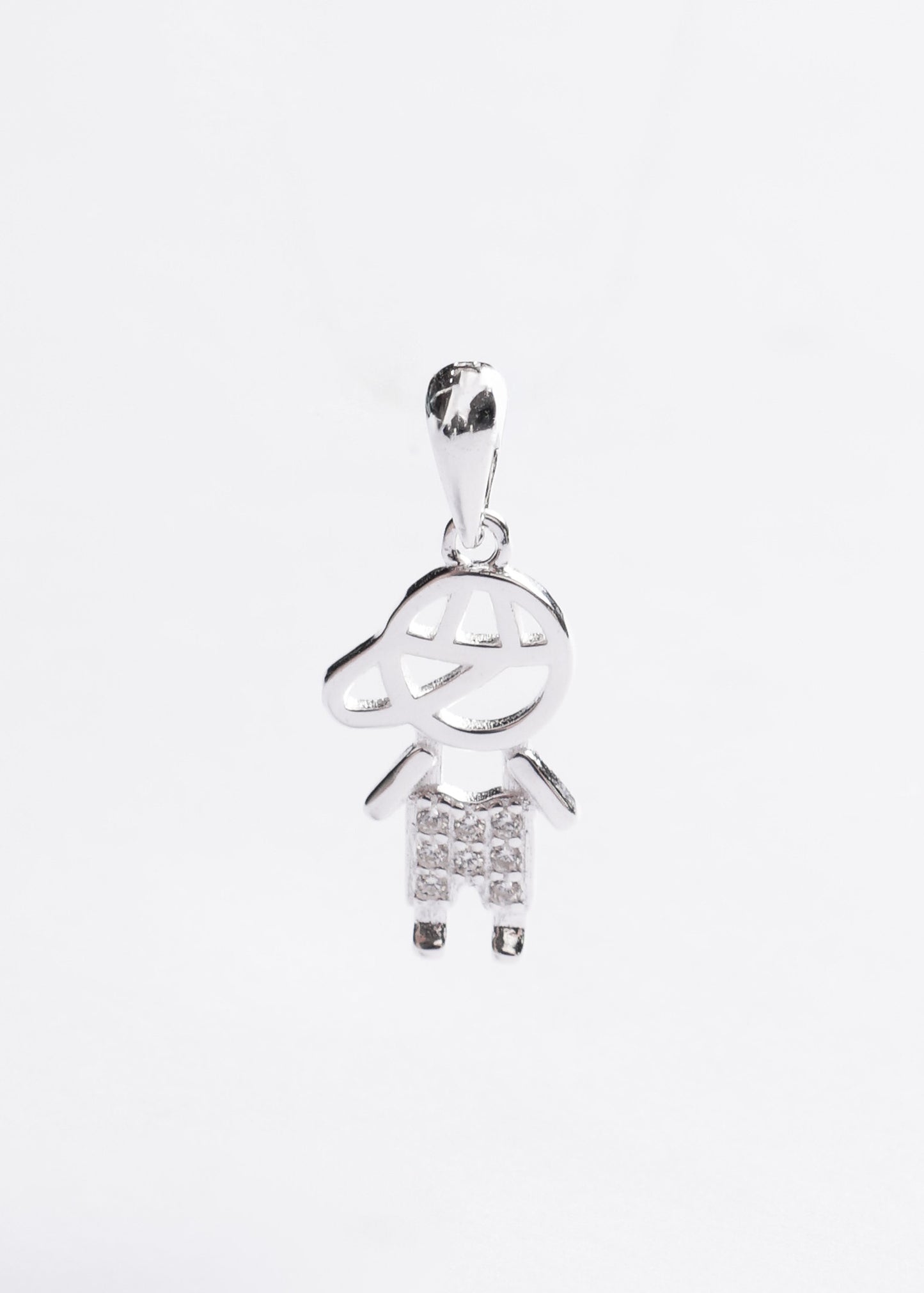 Dije Niño gorra con zirconias 20mm plata 925