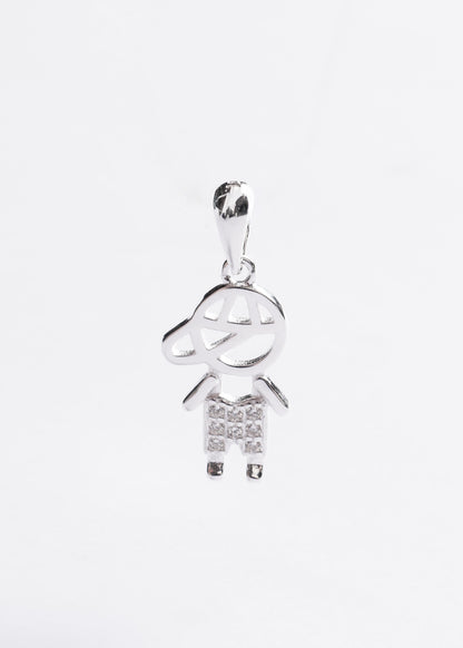Dije Niño gorra con zirconias 20mm plata 925