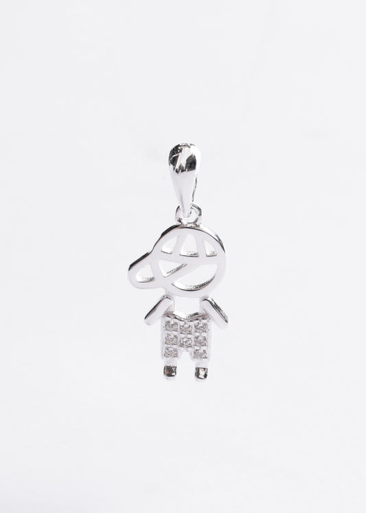 Dije Niño gorra con zirconias 20mm plata 925