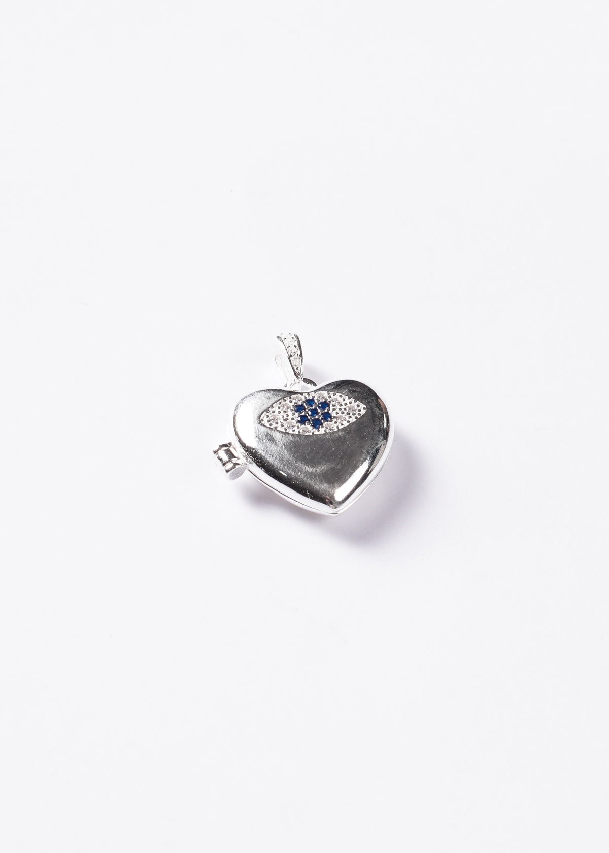 Dije relicario corazón zirconias blancas y azules Plata 925