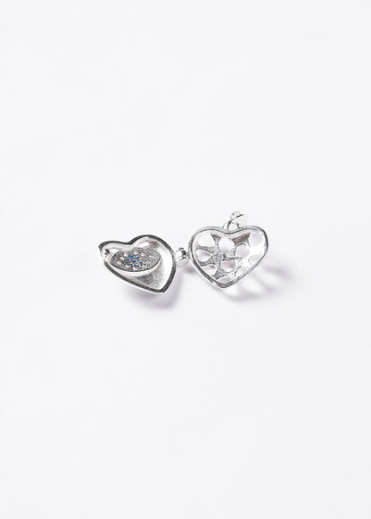 Dije relicario corazón zirconias blancas y azules Plata 925