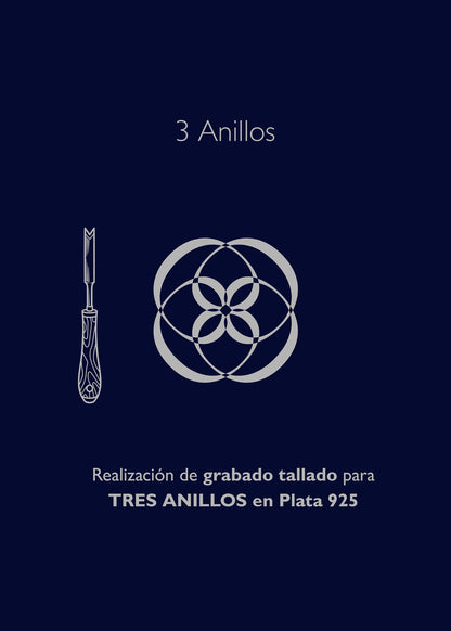 Realización de Grabado Tallado Para TRES Anillos en Plata 925
