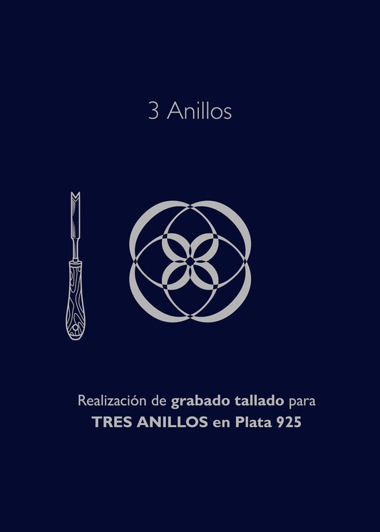 Realización de Grabado Tallado Para TRES Anillos en Plata 925
