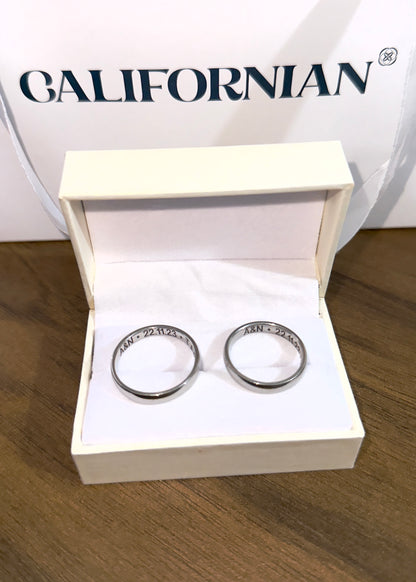 Alianzas acero quirúrgico + grabado + estuche