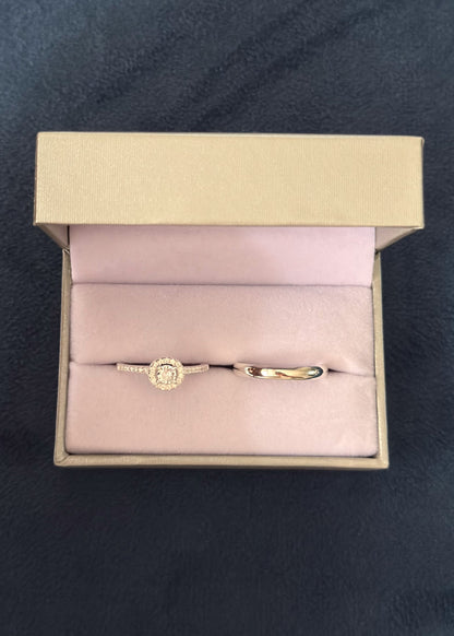 Set anillos Lady Di + alianza bombé 3mm plata 925 & zirconias - Parejas
