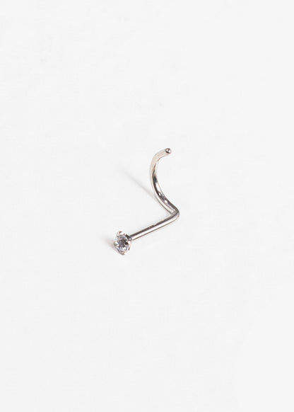 Piercing nostril titanio & zirconia premium - Plateado