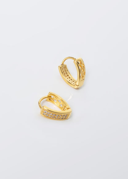 Caravanas aros gota zirconias baño en oro 18k