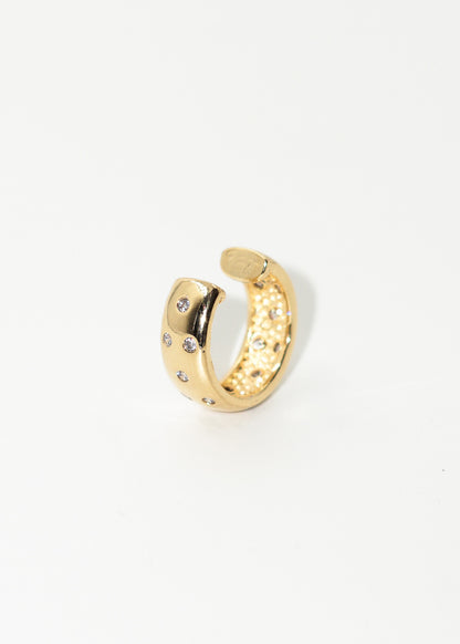 Ear cuff ancho con zirconias baño en oro 18k