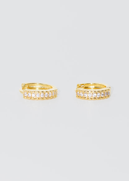 Caravanas aros con zirconia baño en oro 18k