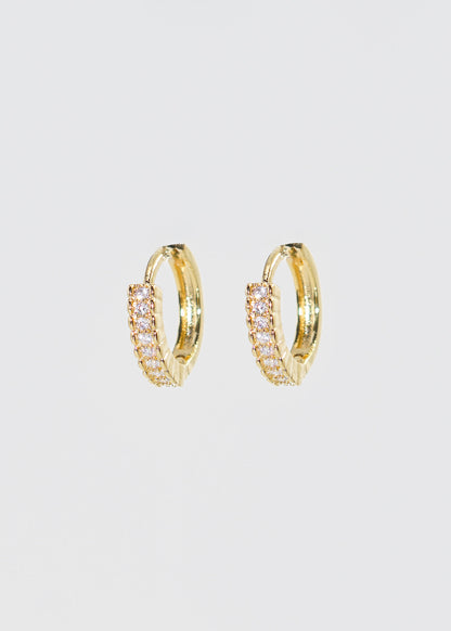 Caravanas aros con zirconia baño en oro 18k