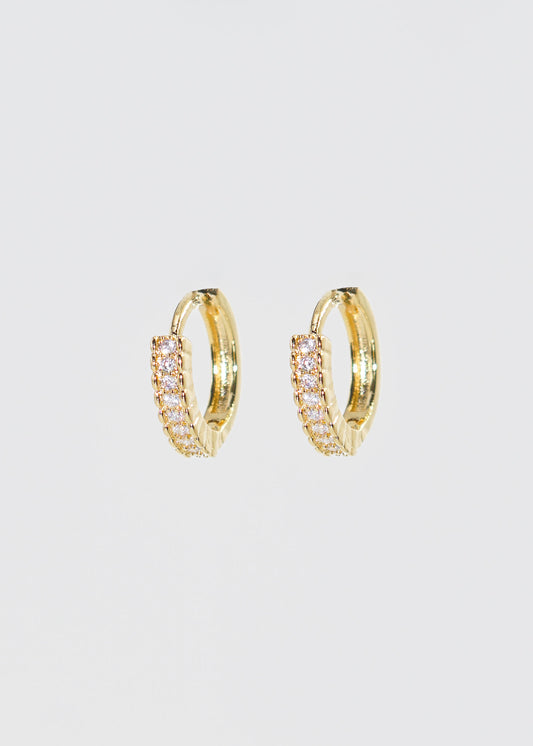 Caravanas aros con zirconia baño en oro 18k