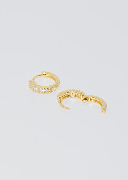 Caravanas aros con zirconia baño en oro 18k