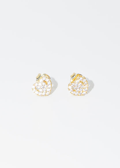 Caravanas corazón con zirconias baño en oro 18k