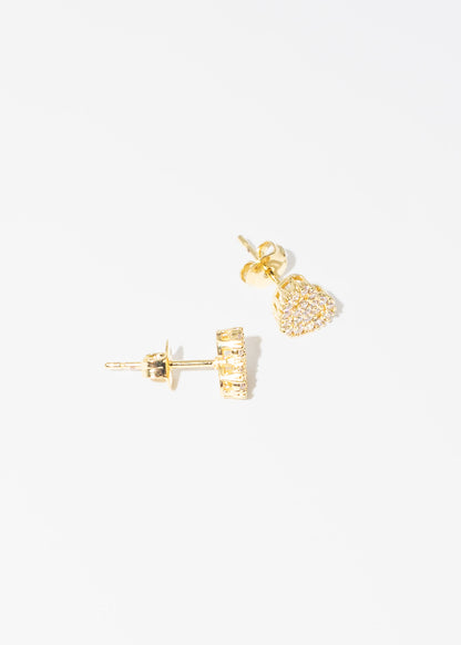 Caravanas corazón con zirconias baño en oro 18k