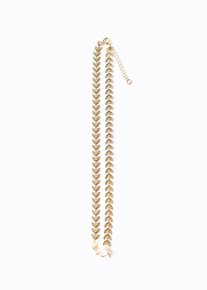 Collar gargantilla hojas de olivo baño en oro 18k