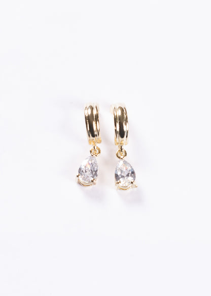 Caravanas gota zirconia baño en oro 18k