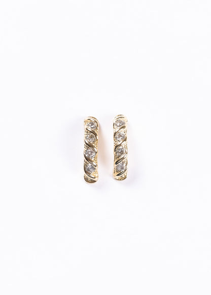 Caravanas medio aro entrelazado con zirconias baño en oro 18k