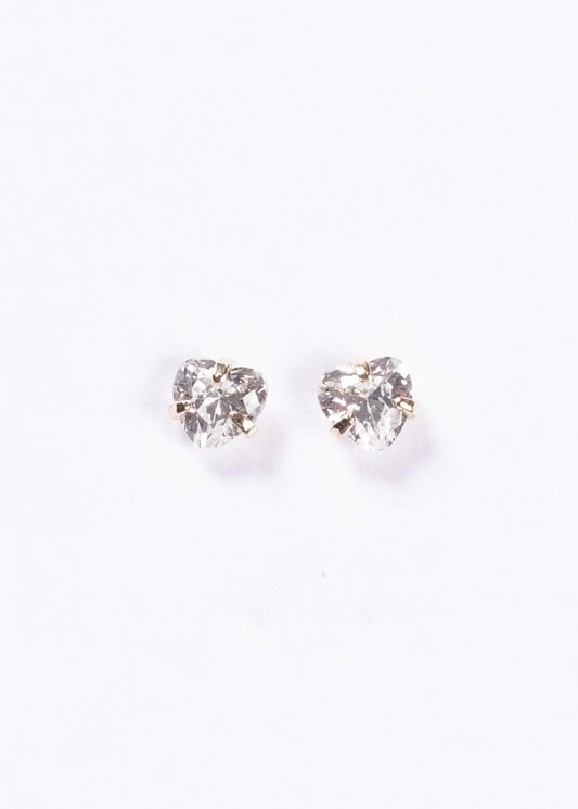 Caravanas punto luz corazón mini baño en oro 18k