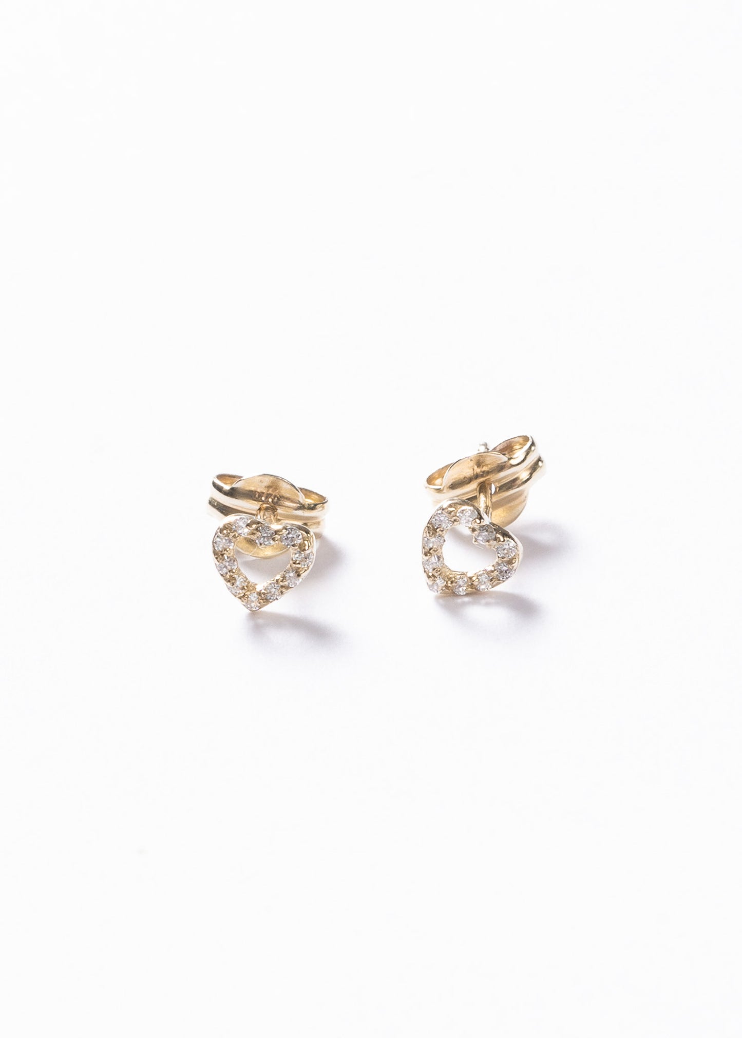 Caravanas mini corazón zirconias Oro 18k Bebés