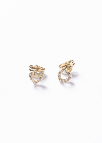 Caravanas mini corazón zirconias Oro 18k Bebés